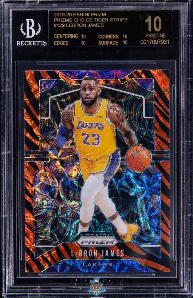 2019 LeBron James BGS 10 Prizm Tiger Stripe Choice Black Label #129
