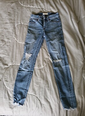 debenhams ripped blue high rise skinny jeans XS/25/6 UK 