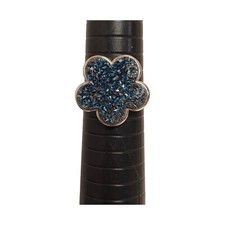 Blue Druzy Quartz Ring Sterling Silver Stamped KN 925 China Size 7.5