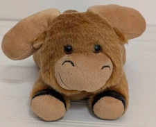 Plush Moose Laying Down, Brown Beaded Eyes, 8 In. Long Stuffed Animal