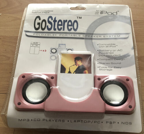 Pink Go Stereo Portable Speaker iPods & MP3 Players PC Laptop PSP NDS Compatible - Picture 1 of 3