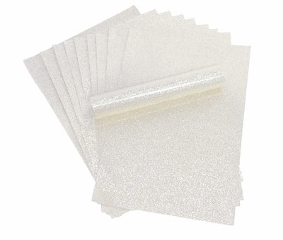 20 A4 WHITE NON SHED SOFT TOUCH GLITTER PAPER WHITE BACKED THICK 150GSM 