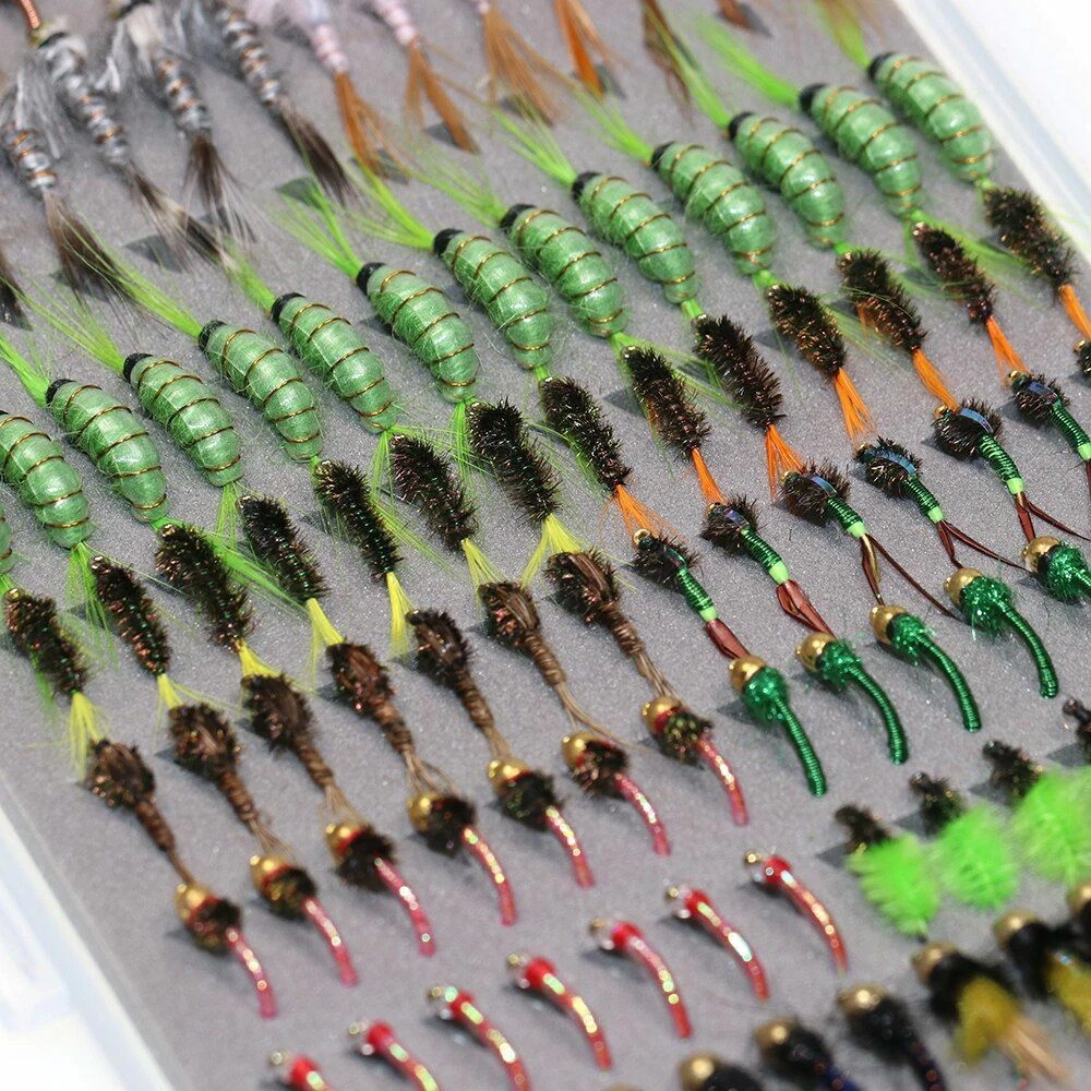 147PCS Scud Nymph Midge Larvae Box Set Fly Fishing Flies Trout