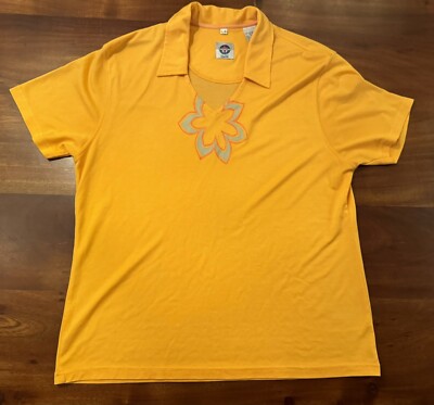 Vuarnet France Women s Yellow Orange Short Sleeve Golf Polo Shirt Sz L 