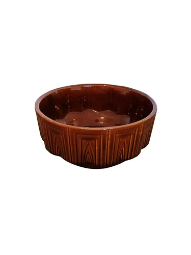 Vintage HAEGER POTTERY Planter Embossed Bowl Pot 157 Brown Glazed USA 8 1/4" Dia