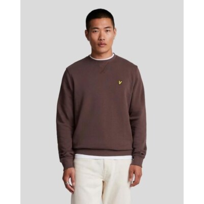 Felpa Uomo Lyle & Scott Dark Green | In Tessuto Felpato, Logo Oro, Maniche Lunghe, Versatile E Di Qualità
