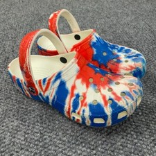 Crocs Classic Tie-Dye Clog Slip On Shoes Unisex Size M 6 W 8 Red White Blue USA