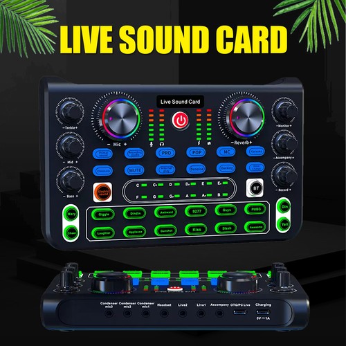Live Sound Card for Stream Effect NEW Audio Mixer Microphone Voice Changer US - Picture 22 of 24