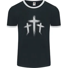 Three Gothic Crosses Grunge Mens Ringer T-Shirt FotL