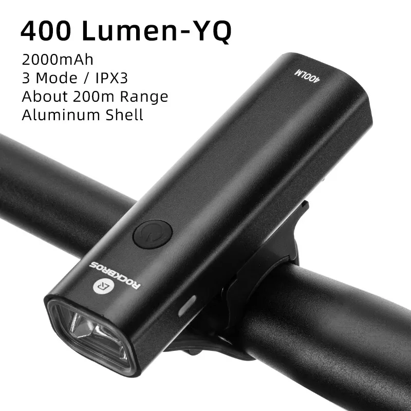 ROCKBROS Bike Headlight 400LM Rainproof USB Rechargeable Cycling