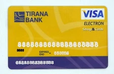 Expired Tirana Bank debit card VISA ELECTRON from Albania.