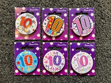 Birthday Badges Badge Boys Girls 10th Birthday Age 10 - 10 Today Plastic Back
