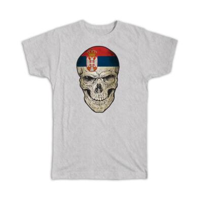 Gift T-Shirt : Serbia Flag Skull Serbian National Colors