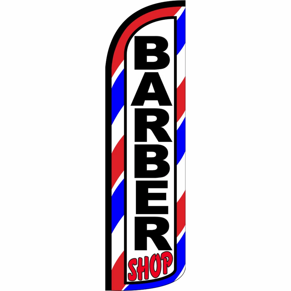 Barbería Tienda Bandera Flutter Pluma Banner Swooper Extra Ancho Sin Viento Paquete Kit Foto 2 de 2