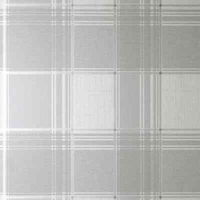 Fine Decor Larson Grau und Silber Metallic Karo Tapete FD42818