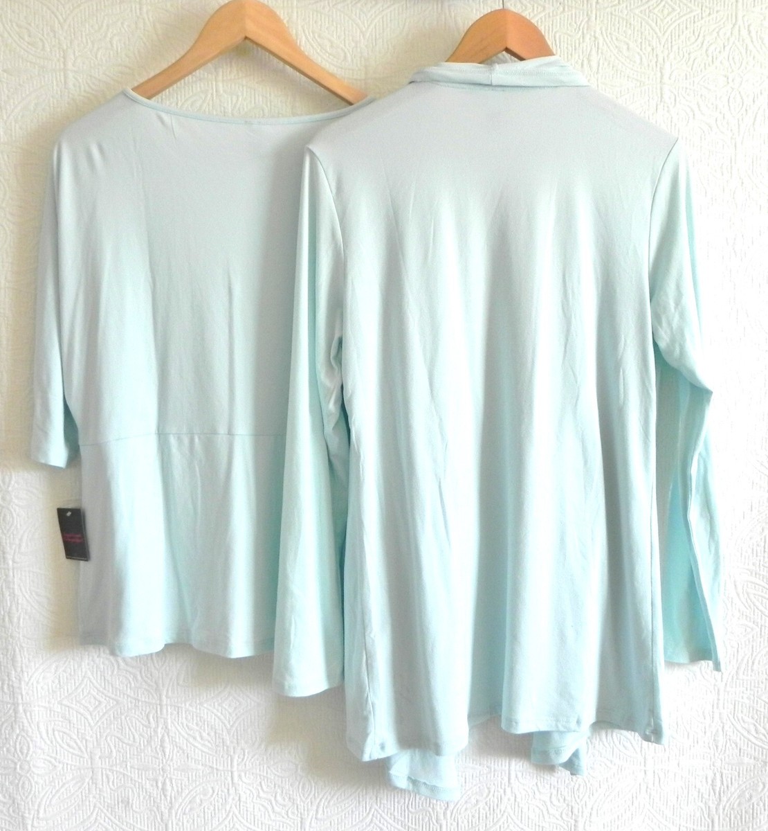 Maridenform 2PC Half Sleeve Tunic/Cardigan Soft Knit Ligntblue