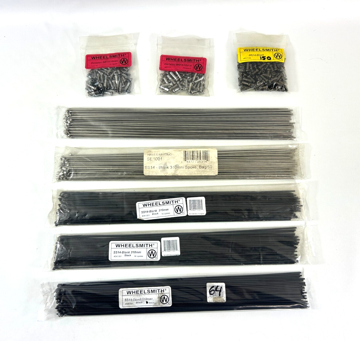 Wheelsmith SS14 310mm Blank Spokes Nipples Bicycle Bike MTB Touring BMX Lot 250