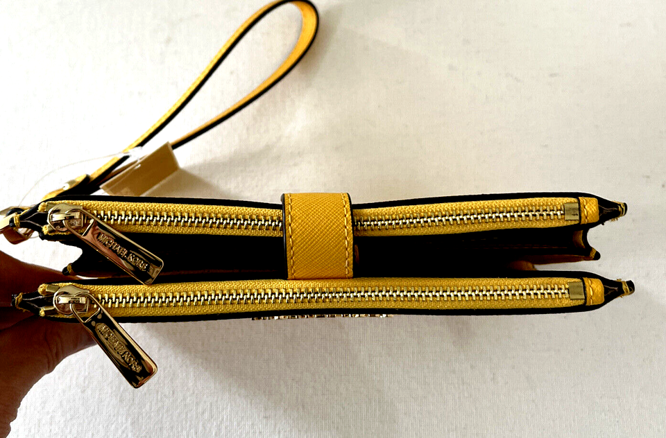 Michael Kors Jet Set Travel Double Zip Wristlet Wallet Leather