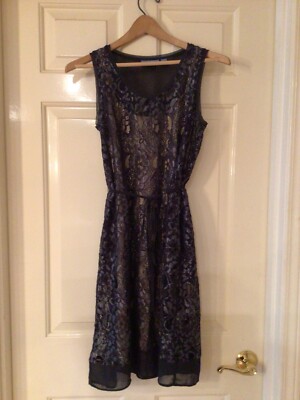 Vera Wang Women's Black Blue Chiffon & Lace Overlay Cocktail Dress Size XS | eBay Vera Wang Women's Black Blue Chiffon & Lace Overlay Cocktail Dress Size XS | eBay