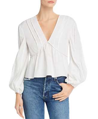C/MEO Collective Women's White Lie Awake Long Sleeve Ruffled Top - L - White