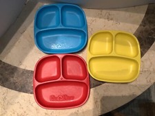 3 RePlay Recycled Toddler Divided Plate Dish USA BPA Free -Used