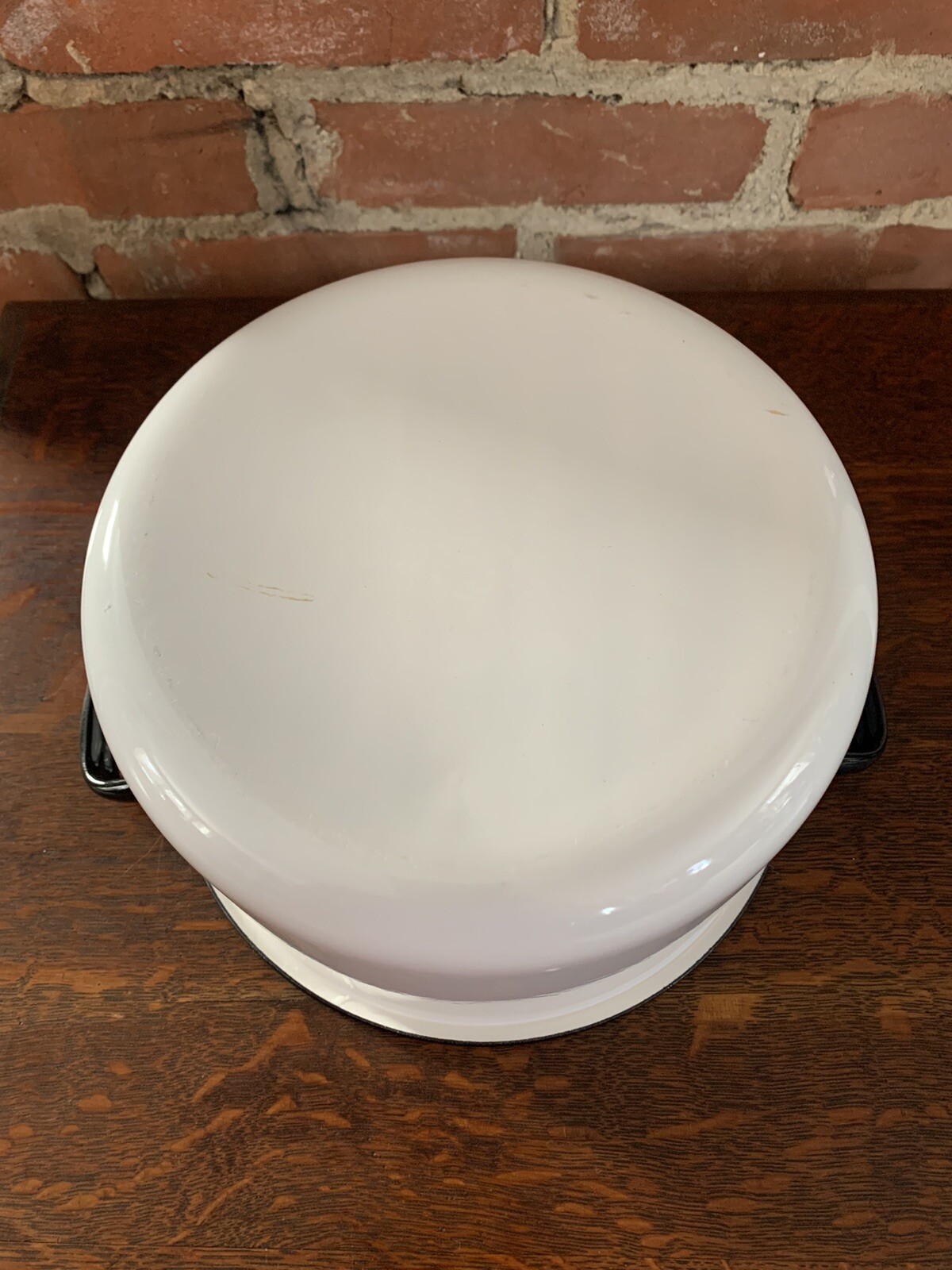 Vintage Vollrath Ware White Enamel Black Trim stock pot 15 cup Camping