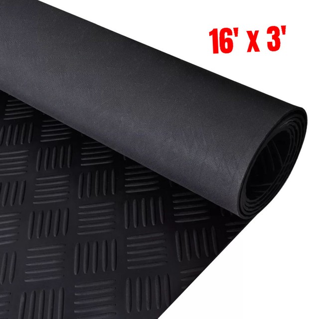 Garage Rubber Floor Mat Anti Slip Checker Bat Runner Safety Garage Rubber Floor Mat Anti Slip