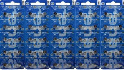 50 Pcs 364 SR621SW Renata Watch 0% MERCURY Batteries