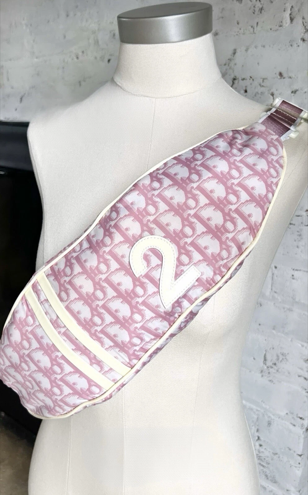 Sac ceinture vintage Christian DIOR rose girly bum imprimé trotteur