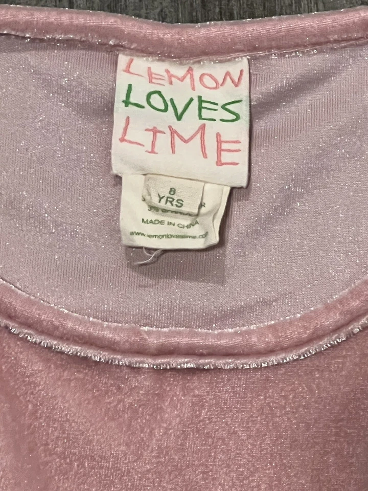 Vestido de vacaciones LEMON LOVES LIME rosa seda pan de jengibre Navidad tul niñas talla 8 Foto 3 de 4