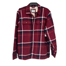 Men's Old Navy Sherpa Lined Flannel Shacket Jacket Red Plaid Size XXLarge NEW