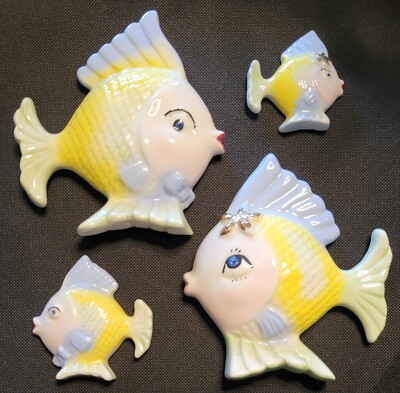 魚　陶器製　壁飾り 1950s vintage ceramic fish wall decor