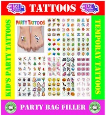 Kids Temporary Tattoos Childrens Boys Girls Loot Party Bag Fillers Fete FREEPOST