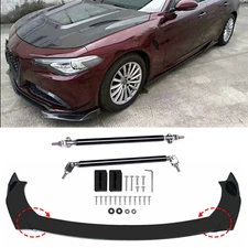 Front Bumper Lip Splitter Spoiler Body Kit + Strut Rods for Alfa Romeo Giulia