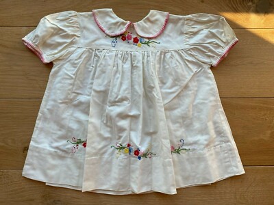 Jolie Ancienne Petite ROBE Bébé / Poupée BRODÉE 1940/1950 / Old French Dress