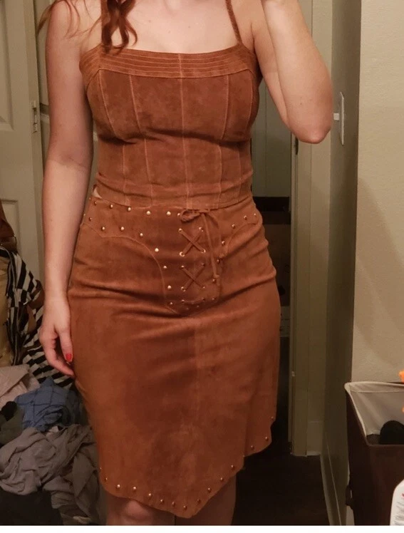 Conjunto de falda y chaqueta vintage de gamuza marrón occidental Foto 4 de 4