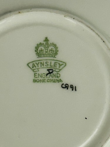 Vtg AYNSLEY Handpainted China Teacup & Saucer Set Signed By Artist J A Bailey - Picture 10 of 11