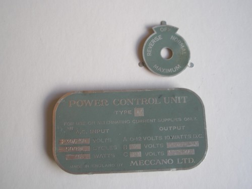 VINTAGE MECCANO HORNBY DUBLO A3 POWER CONTROL UNIT - ESCUTCHEON PLATES