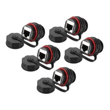 RJ45 Panel Mount Coupler, Bulkhead Ethernet Connector Red,Pack of 5