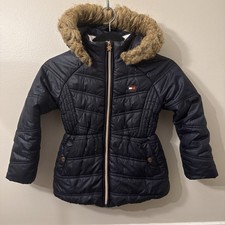 Tommy Hilfiger Kids Girls 5/6 Hooded Puffer Jacket Navy