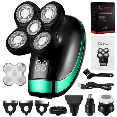 5 in 1 Electric Beard Shaver Bald Head Razor Cordless Hair Trimmer Rechargeable