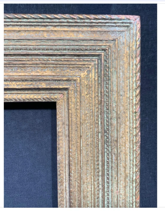 aprox. Par de marcos blancos Newcomb Macklin Stanford dorados tallados antiguos 1910 Foto 4 de 4