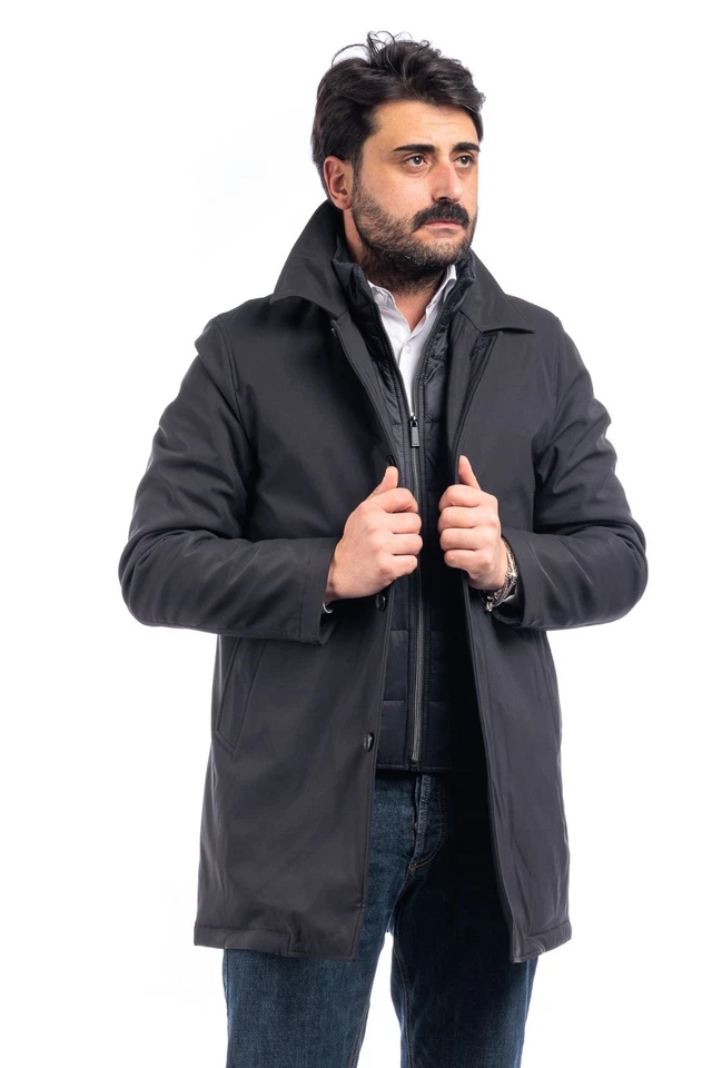 Trench Uomo Invernale Cappotto Elegante Soprabito Cappottino Sartoriale VEQUE
