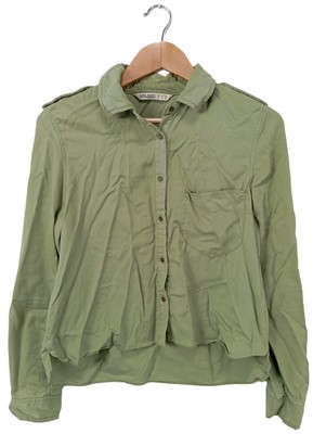 ZARA BASIC Langarmhemd Damen Hemd Gr. DE 38 khaki Casual-Look