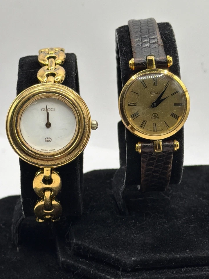 Lot of 2 Gucci Watches 2000L Vintage Gold Tone Sherry Line Gucci 11/12 Read - Image 4 of 4
