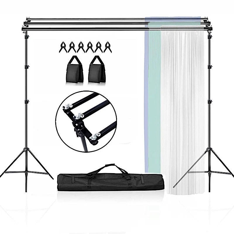 8x10 ft Black Triple Crossbar Adjustable Photo Backdrop Stand Party Supplies - Image 4 of 4