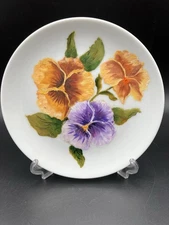 Vintage Decorative Pansies Hand Painted Plate 6.5"