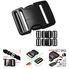 2 Inch Webbing Buckles and Clips Set, Heavy Duty Plastic Side Release Fasteners