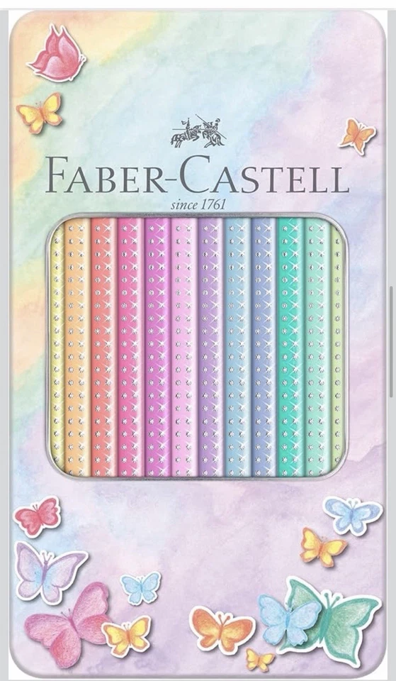 5 件装 Faber-Castell 彩色铅笔 闪亮 粉彩 12 件装 金属盒 锡 — 第 4/4 张图片