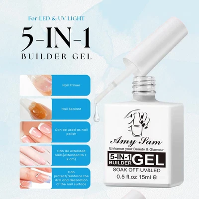 AMY SAM 5 in 1 Nail Builder Extension Gel Hard Gel Nail Builder UV & LED Nail Quick Art